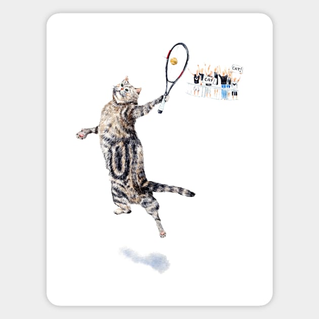 Cat Playing Tennis Magnet by Goosi